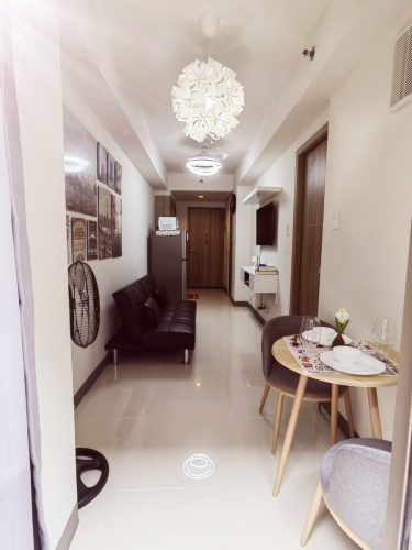 Dining area: living area